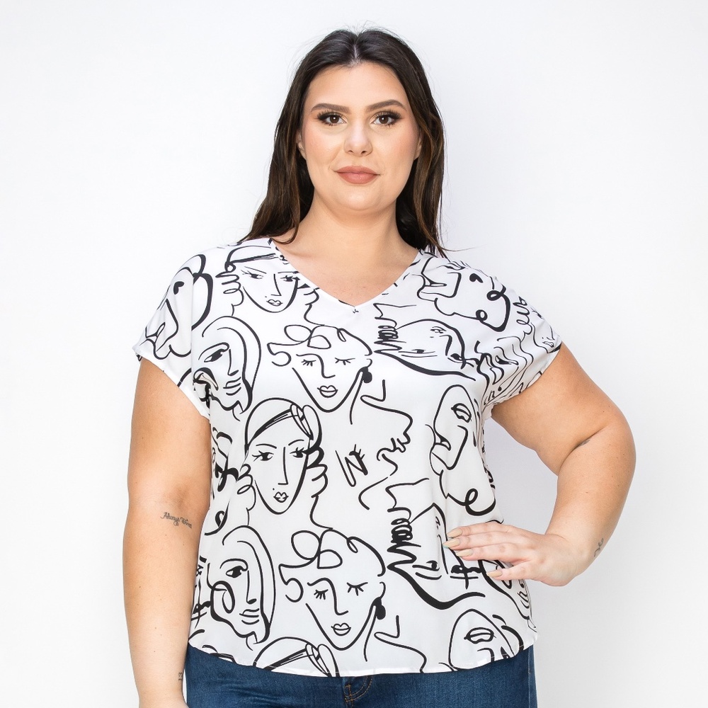 B-111-1，Print top，Plus Size ，Curve Size，Brand new